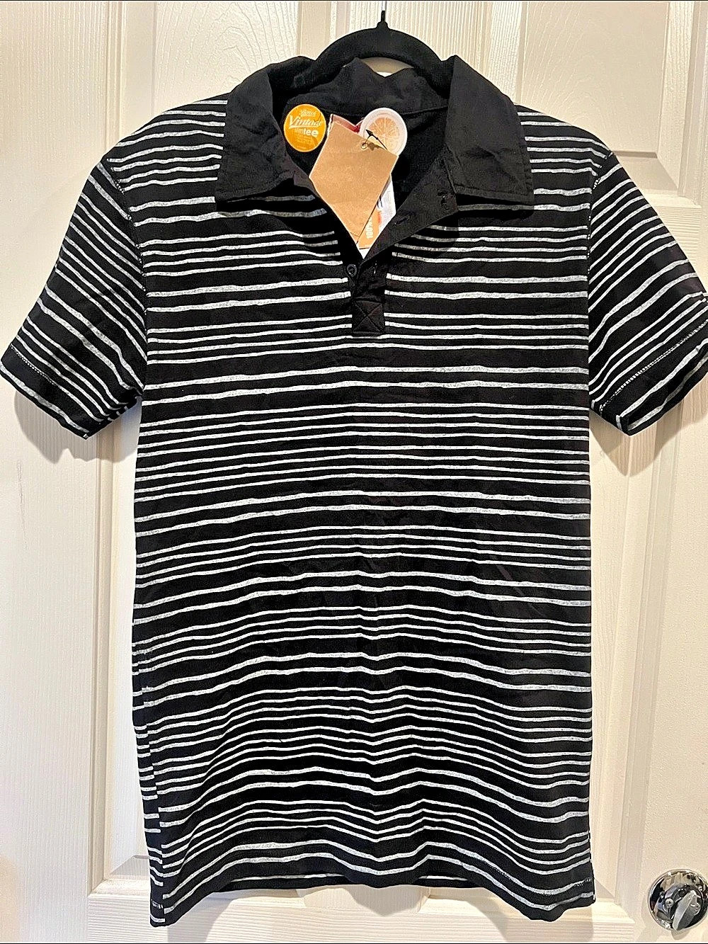 Bench Vintage Slim Tee Striped Polo Black & White